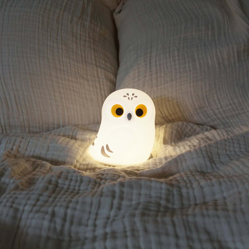 Luce notturna morbida in silicone ricaricabile con cavo incluso a forma di gufo, con controllo touch, luce calda a diverse intensità e funzione timer